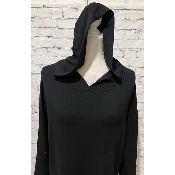 Soft Surroundings warm and cozy longsleeve black hooded pullover with pockets PM - Picture 2 of 9